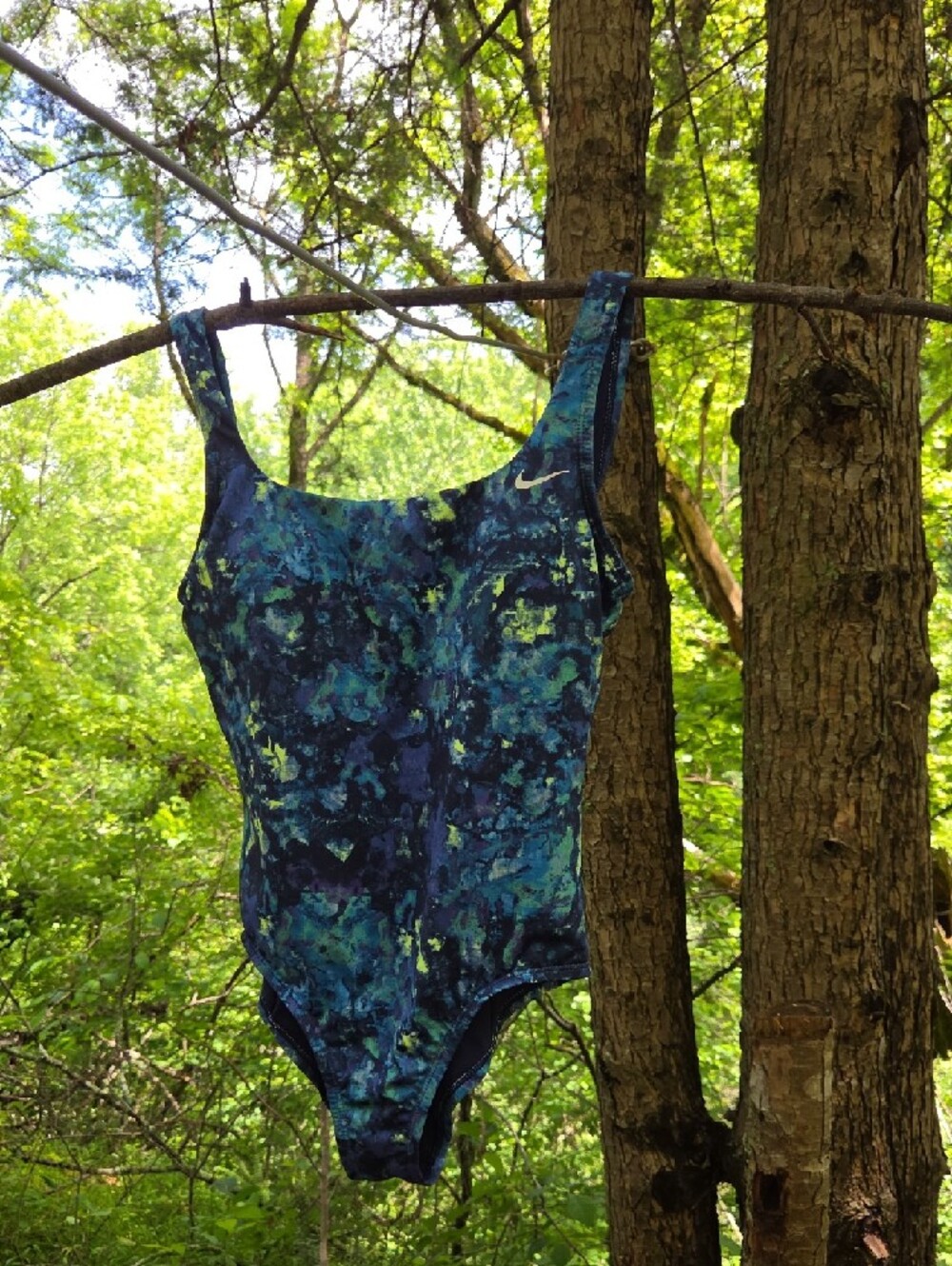 Nike Blue Multi-Color Performance One Piece Ladies Size Medium Swimsuit
